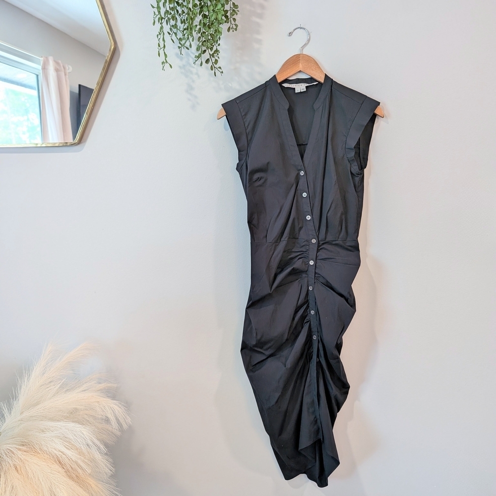 Veronica Beard Black Button-Down Ruched Shirt Dre… - image 2